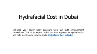 Hydrafacial Cost in Dubai