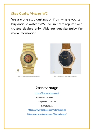 Shop Quality Vintage IWC