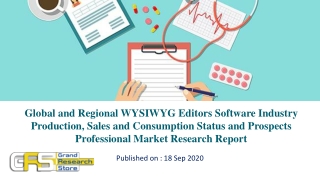 Global and Regional WYSIWYG Editors Software Industry Production, Sales and Consumption Status and Prospects Professiona