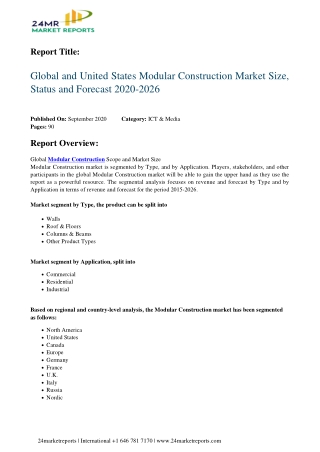 Modular Construction Market Size, Status and Forecast 2020-2026