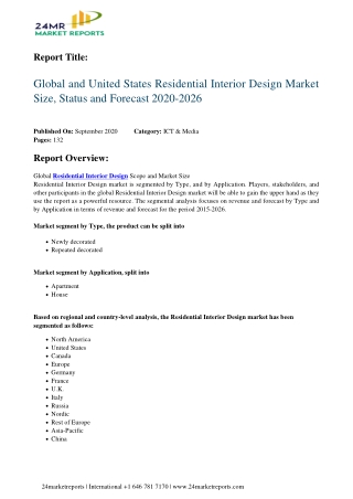 Residential Interior Design Market Size, Status and Forecast 2020-2026