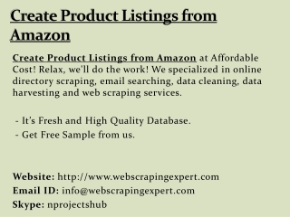 Create Product Listings from Amazon