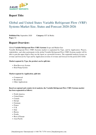 Variable Refrigerant Flow (VRF) Systems Market Size, Status and Forecast 2020-2026