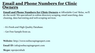 Email and Phone Numbers for Clinic Owners