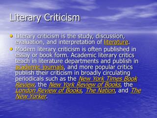 Literary Criticism