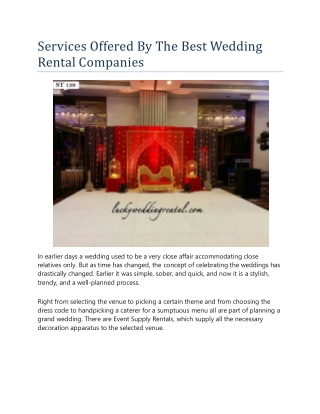 Services Offered By The Best Wedding Rental Companies