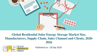 Global Residential Solar Energy Storage Market Size, Manufacturers, Supply Chain, Sales Channel and Clients, 2020-2026