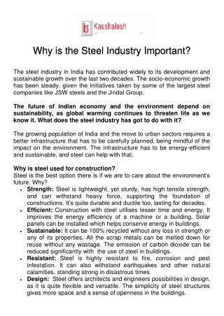 Why is Steel Industry Important?