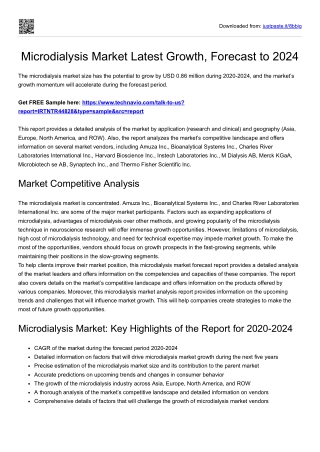 Microdialysis Market Analysis and Demand 2024