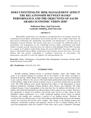 Does Unsystematic Risk Management Affect the Relationship Between Banks' Performance and The Objectives of Saudi Arabia