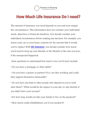 Financial Insurance advice