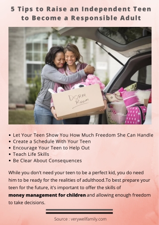 5 Tips to Raise an Independent Teen to Become a Responsible Adult