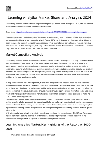 Learning Analytics Market Analysis and Research 2024