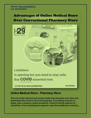 Advantages of Online Medical Store Over Conventional Pharmacy Store