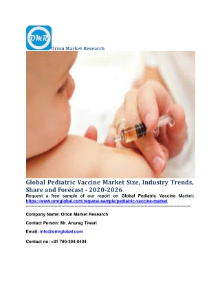 Global Pediatric Vaccine Market Size, Industry Trends, Share and Forecast - 2020-2026
