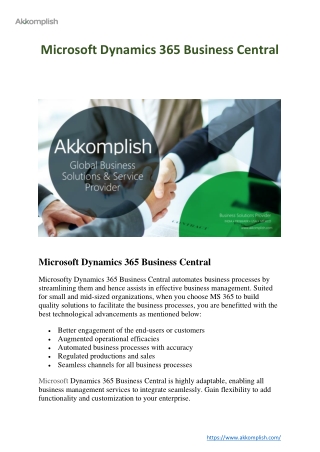 Microsoft Dynamics 365 Business Central Services at Akkomplish