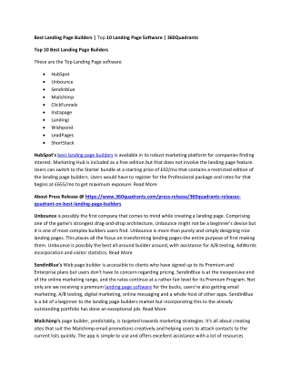 Best Landing Page Builders Top 10 Landing Page Software 360Quadrants