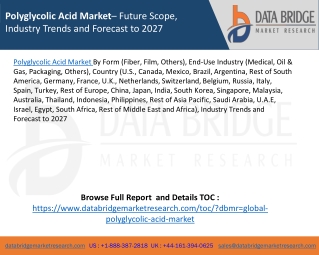 Polyglycolic Acid Market– Future Scope, Industry Trends and Forecast to 2027