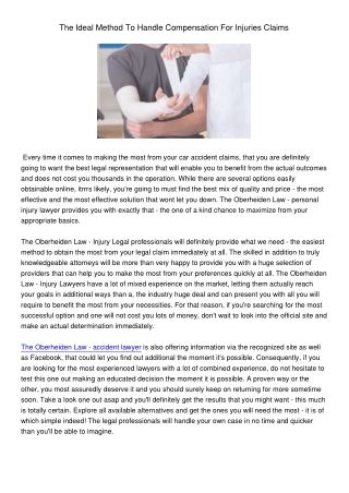The Ideal Method To Handle Compensation For Injuries Claims