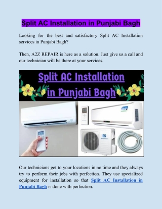 Split AC Installation in Punjabi Bagh