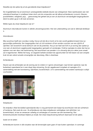 Wat zijn de opties bij uit aluminium vervaardigde voordeuren?