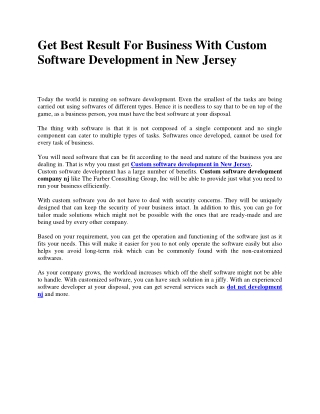 Get Best Result For Business With Custom Software Development in New Jersey