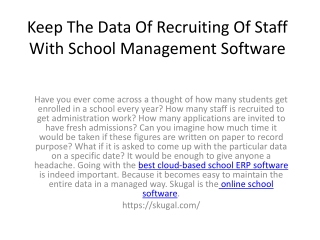 Keep The Data Of Recruiting Of Staff With School Management Software