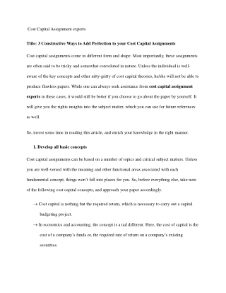 Cost Capital Homework Help