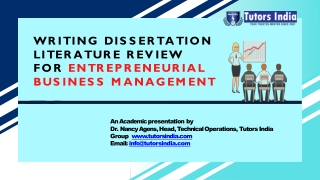 Writing Dissertation Literature Review for Entrepreneurial Business Management- Tutors India