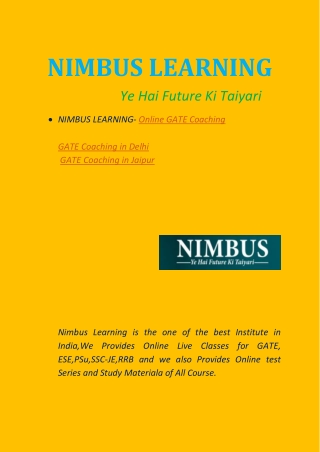 GATE Online Coaching- NIMBUS LEARNING