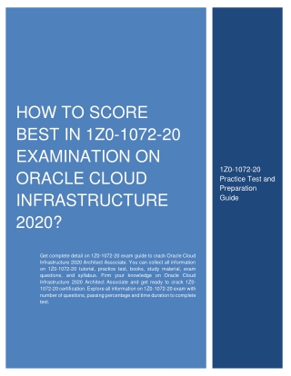 How to Score Best in 1Z0-1072-20 Examination on Oracle Cloud Infrastructure 2020?