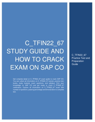 C_TFIN22_67 Study Guide and How to Crack Exam on SAP CO