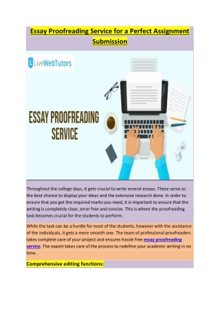 Essay Proofreading Service for a Perfect Assignment Submission