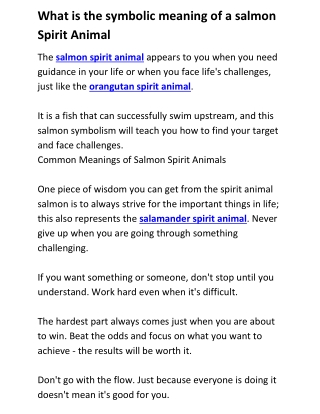 What is the symbolic meaning of a salmon spirit animal