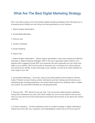 What Are The Best Digital Marketing Strategy