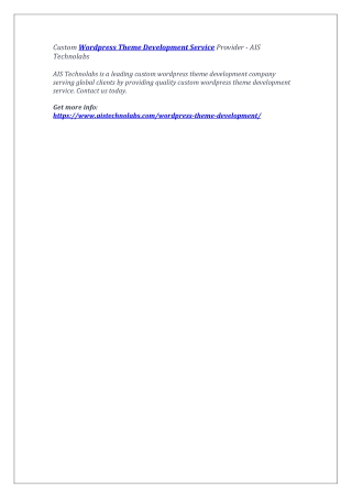 Custom Wordpress Theme Development Service Provider - AIS Technolabs