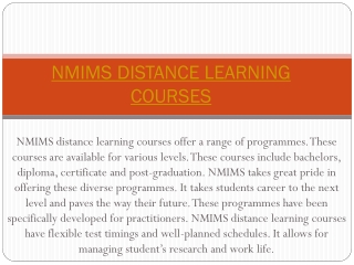 NMIMS DISTANCE LEARNING COURSES