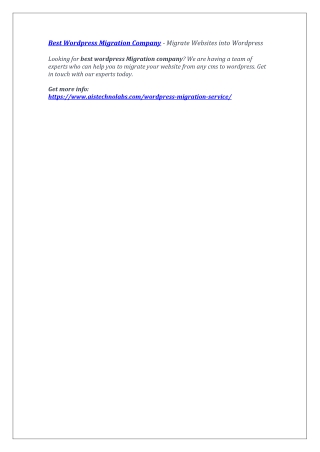 Best Wordpress Migration Company - Migrate Websites into Wordpress