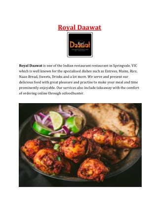 Royal Daawat Springvale Menu Takeaway, VIC - 5% Off