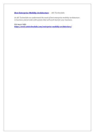 Best Enterprise Mobility Architecture -  AIS Technolabs