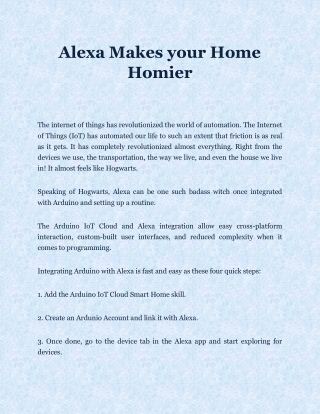 Alexa Makes your Home Homier