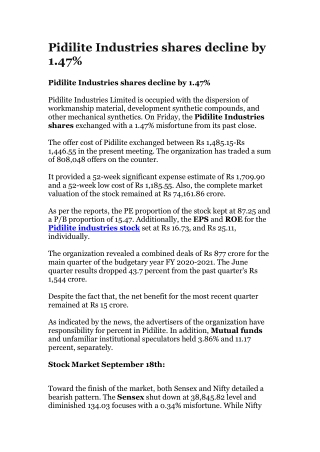Pidilite Industries shares decline by 1.47%