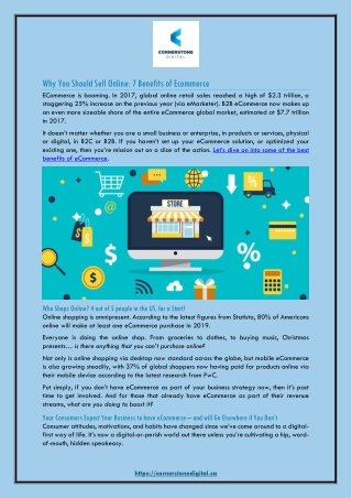 Why You Should Sell Online: 7 Benefits of Ecommerce