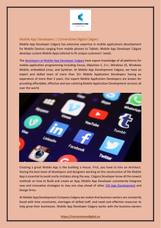 Mobile App Developers | Cornerstone Digital Calgary