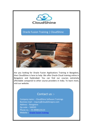 Oracle Fusion Training | CloudShine