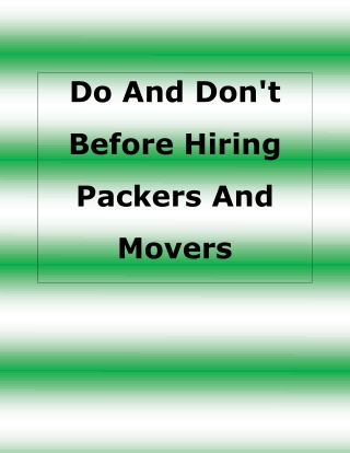 Do and don't before hiring packers and movers