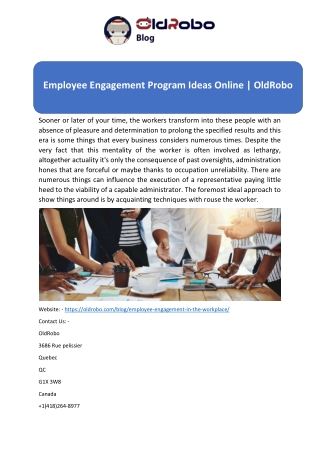 Employee Engagement Program Ideas Online | OldRobo