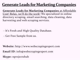 Generate Leads for Marketing Companies