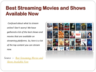 Best Streaming Movies and Shows Available Now