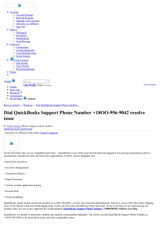 QuickBooks Support Phone Number  1800(956)9042